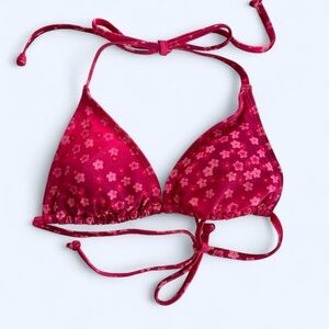 Aeropostale Pink Floral Triangle Bikini Top